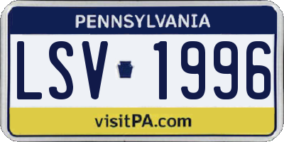 PA license plate LSV1996