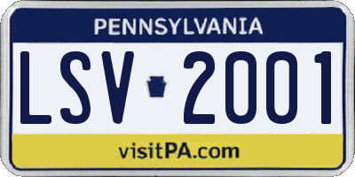 PA license plate LSV2001