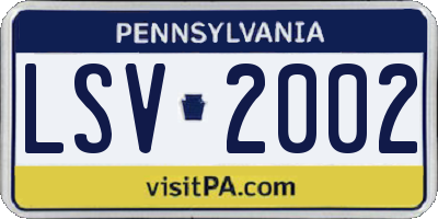 PA license plate LSV2002