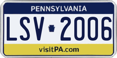 PA license plate LSV2006