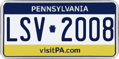PA license plate LSV2008