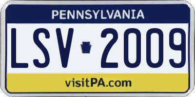 PA license plate LSV2009