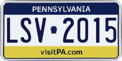 PA license plate LSV2015