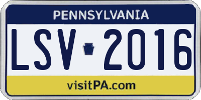 PA license plate LSV2016