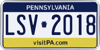 PA license plate LSV2018