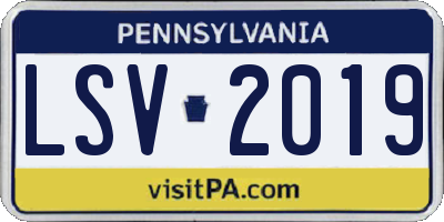 PA license plate LSV2019