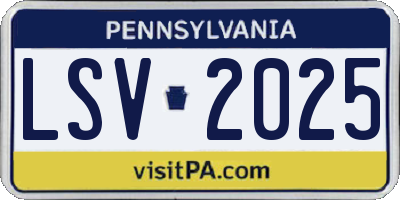 PA license plate LSV2025