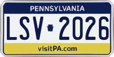PA license plate LSV2026