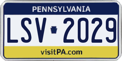 PA license plate LSV2029