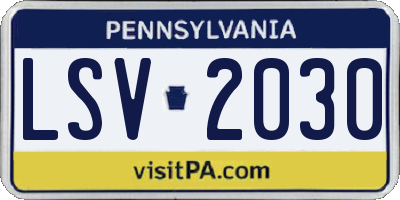 PA license plate LSV2030