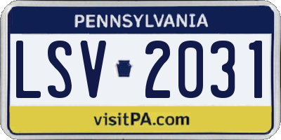 PA license plate LSV2031