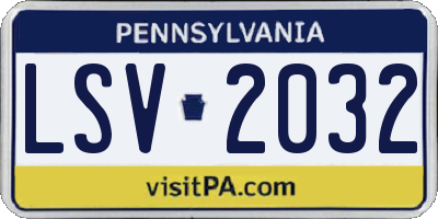 PA license plate LSV2032