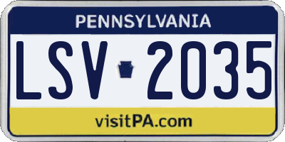 PA license plate LSV2035