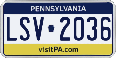 PA license plate LSV2036