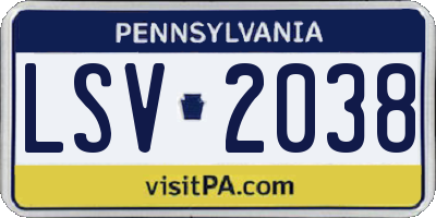 PA license plate LSV2038