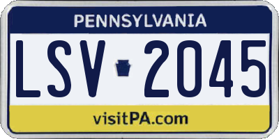 PA license plate LSV2045