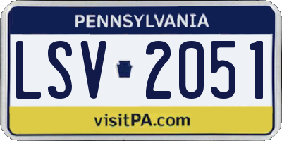 PA license plate LSV2051