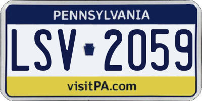 PA license plate LSV2059