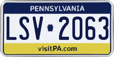 PA license plate LSV2063