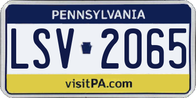 PA license plate LSV2065