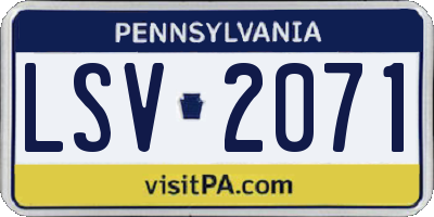 PA license plate LSV2071