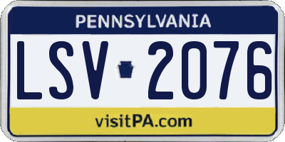 PA license plate LSV2076