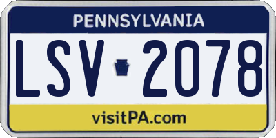 PA license plate LSV2078