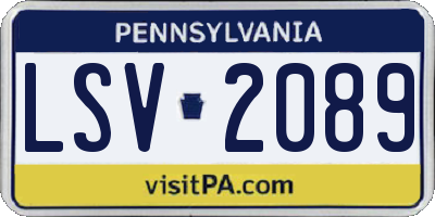 PA license plate LSV2089