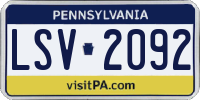 PA license plate LSV2092