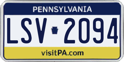 PA license plate LSV2094