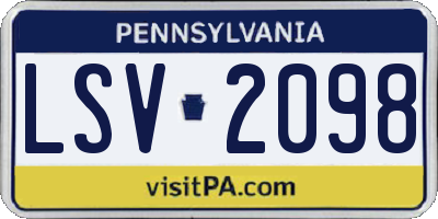 PA license plate LSV2098