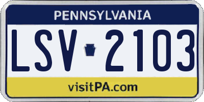 PA license plate LSV2103