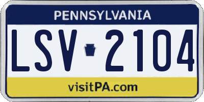 PA license plate LSV2104