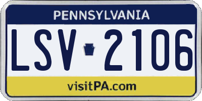 PA license plate LSV2106