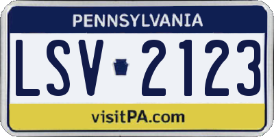 PA license plate LSV2123