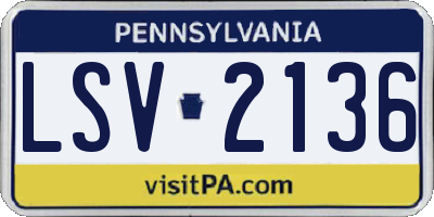 PA license plate LSV2136