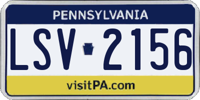 PA license plate LSV2156