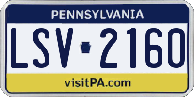 PA license plate LSV2160