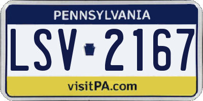 PA license plate LSV2167