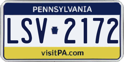PA license plate LSV2172