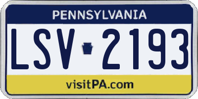PA license plate LSV2193