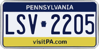 PA license plate LSV2205