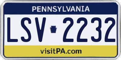 PA license plate LSV2232