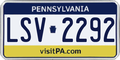 PA license plate LSV2292