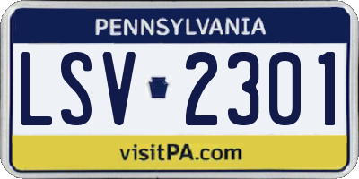 PA license plate LSV2301