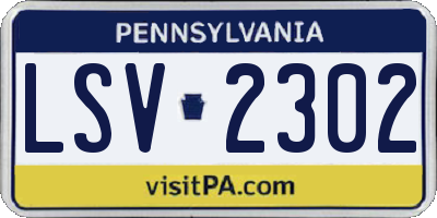 PA license plate LSV2302