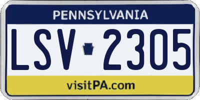 PA license plate LSV2305