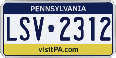 PA license plate LSV2312