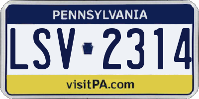 PA license plate LSV2314
