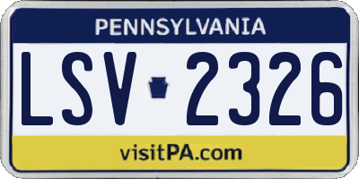 PA license plate LSV2326